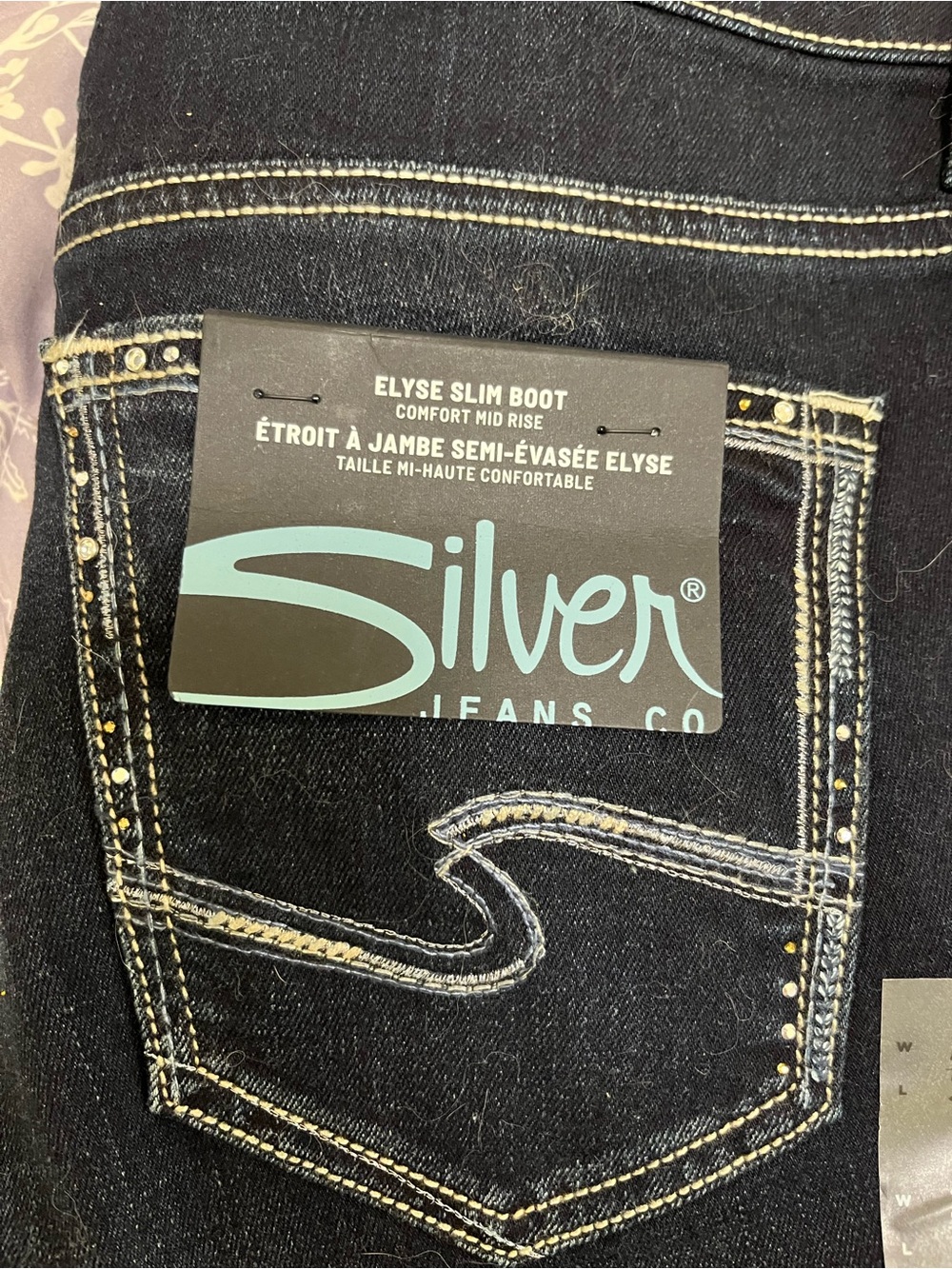Silver Jeans Elyse Slim Boot Jeans - Black with Contrast Stitching